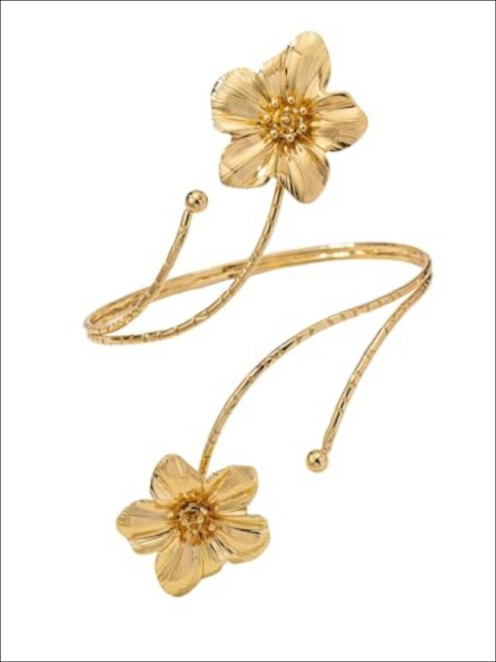 Zinc Alloy Floral Cuff Bracelet Layered Stackable Summer Jewelry
